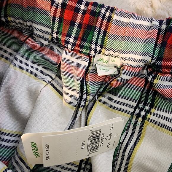 NEW Aerie White Red Green Plaid Pleated Mini Skirt Small - Picture 3 of 8